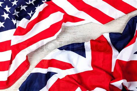 American And British Flags Stock Image Colourbox