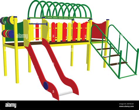 Playground With Slide And Tube In The Park Cartoon Vector Illustration