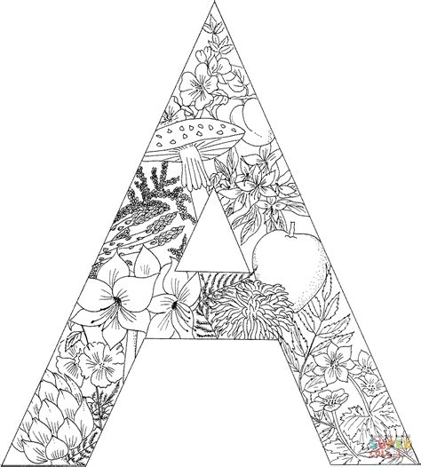 adult colouring pages letter - Clip Art Library