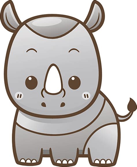 Cute Simple Kawaii Wild Animal Cartoon Icon Rhino Vinyl