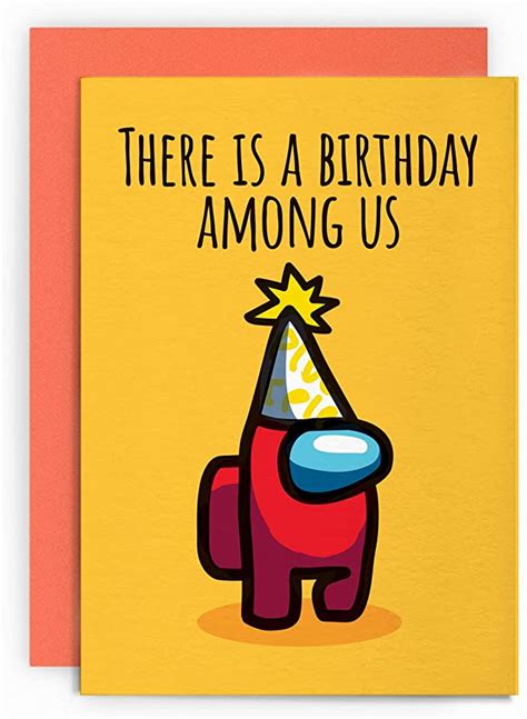 Among Us Kids Birthday Card Cute Greetings Card For Gamers There Is