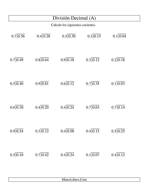 Example Ejercicios De Divisiones Para Imprimir Simple Colar Kulturaupice