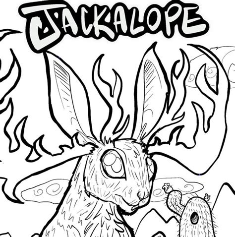 Jackalope Cryptid Bunny Adult Coloring Page Digital Download Etsy