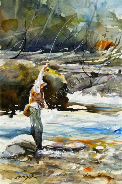 Fly Fishing Watercolor Print By Dean Crouser In 2021 Fly Fishing Art