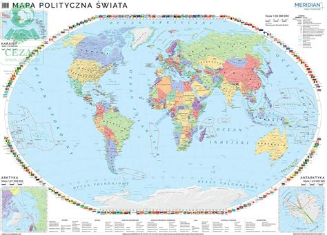 Mapa polityczna świata stan na 2021 mapa ścienna 200 x 150 cm Cezao pl