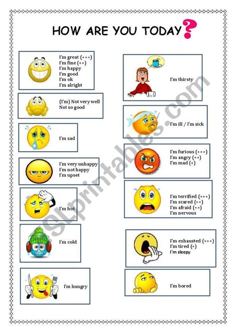 How Are You Today Esl Worksheet By Mrs Robinson Teach English To