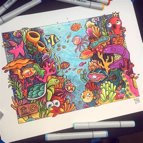 Another Finished Drawing This Time Its Underwater Themed Unesco