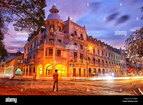 The Colonial Queens Hotel And Downtown In Kandy Sri Lanka At Night