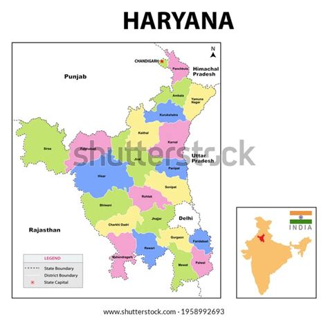 Haryana Map Haryana Administrative Political Map Stock Vector Royalty