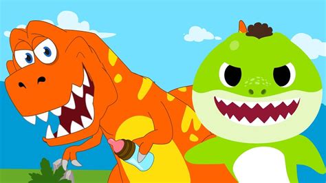 Baby Shark Song Baby T Rex With Shark Sing And Dance Nursery Rhymes