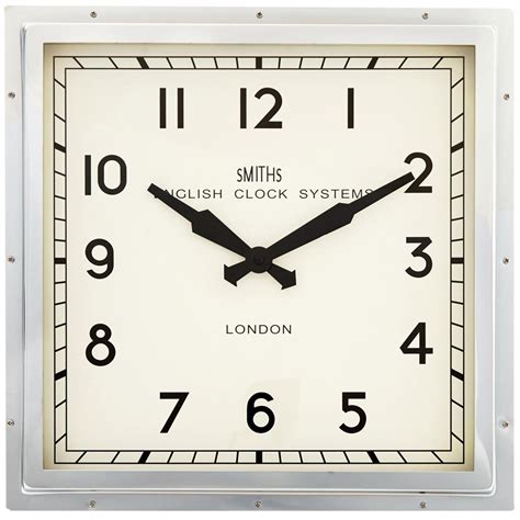 Chrome Smiths Square Clock 41cm Smiths Clocks