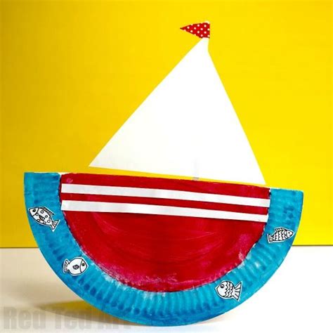 A Paper Plate With A Sailboat Painted On It