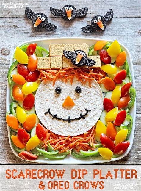 Scarecrow Dip Platter And Oreo Crows Make This Cute Veggie Tray For