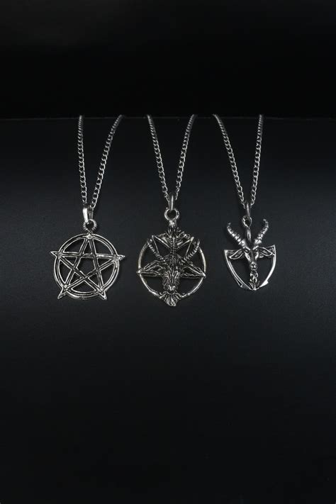 Dukkanka 3lü Pentagram Ters Pentagram Keçi Kafası Şeytan Gümüş Renk