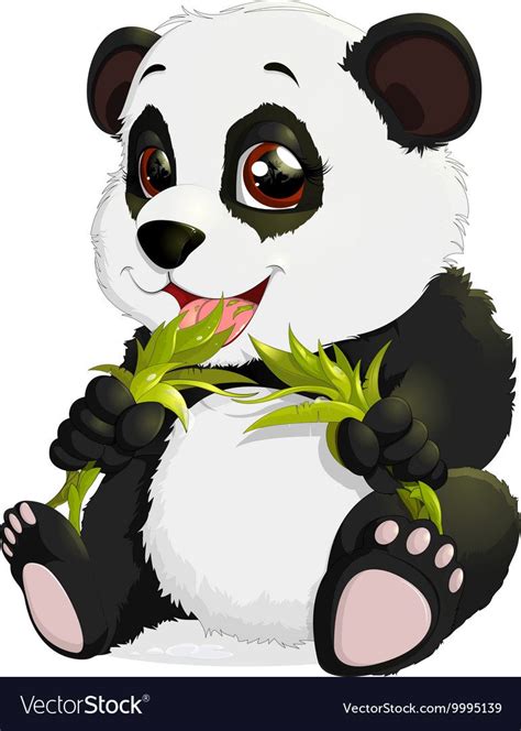 Very Cute Panda Eating Bamboo Vector Image On With Images Panda Art Cute Panda Wallpaper