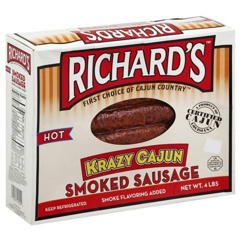 Richards Krazy Cajun Hot Smoked Sausage Links 4 Lb Walmart Com
