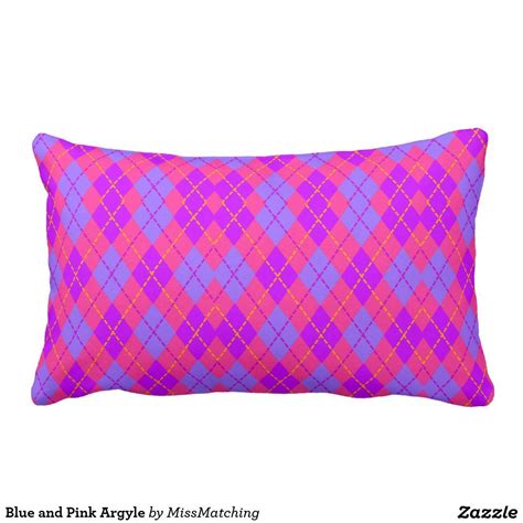 Blue And Pink Argyle Lumbar Pillow Pillows Decorative Throw Pillows