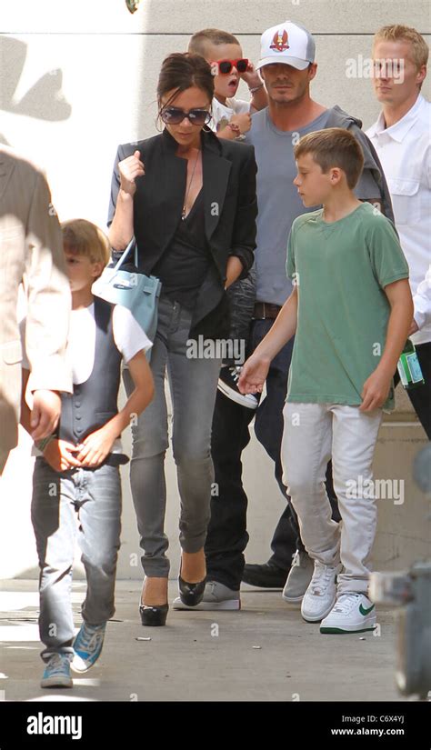 David Beckham And Victoria Beckham Leaving With Their Sons Cruz Romeo