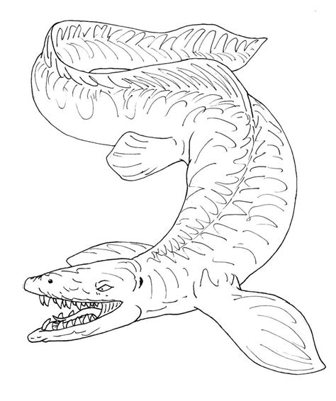 A shark hanging above the water. Mosasaur Coloring Pages