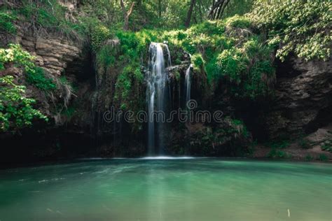Waterfall In Deep Forest Blue Lagoon Best Place Travel Tour Concept