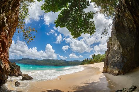 Beach Tropical Sand Mountain Caribbean Palm Trees