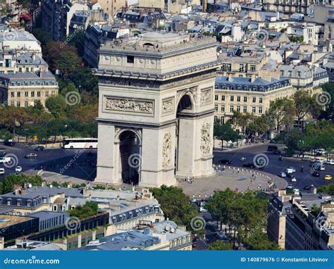 Day View Of The Arc De Triomphe And Paris From The Height Of The Eiffel