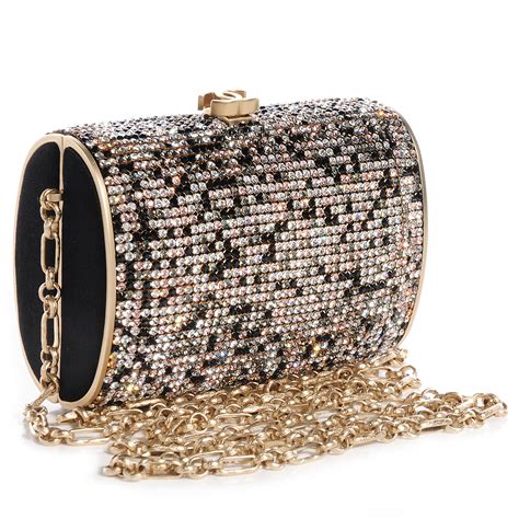 Chanel Swarovski Crystal Evening Bag Black Gold 70578 Fashionphile