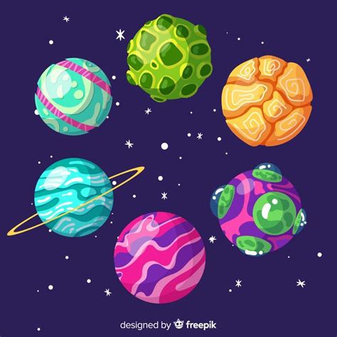 Pack Of Colourful Flat Design Planets Vector Free Download