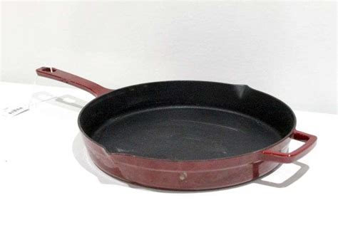 Martha Stewart Collection Enameled Cast Iron Fry Pan Red Skillet