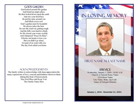 Editable Military Memorial Service Program Template Doc Example In 2021