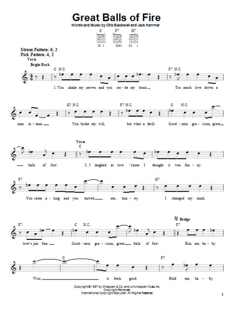 Jerry Lee Lewis Great Balls Of Fire Sheet Music Notes Download