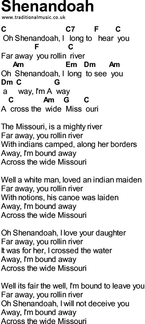 Bluegrass Songs With Chords Shenandoah Guitar Lessons Songs Lyrics