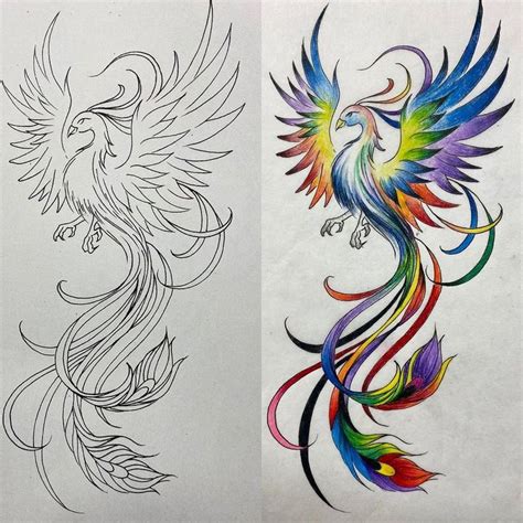 50 Best Flying Phoenix Tattoos Sketch And Design With Meanings Nice 50