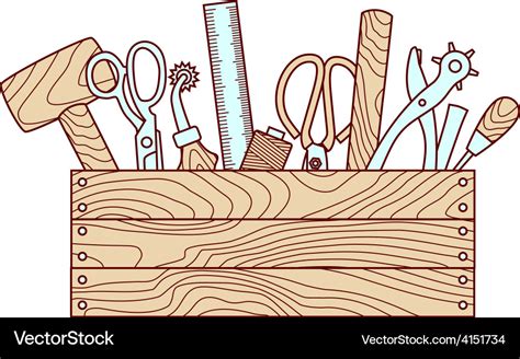 Craft Tools In Toolbox Royalty Free Vector Image