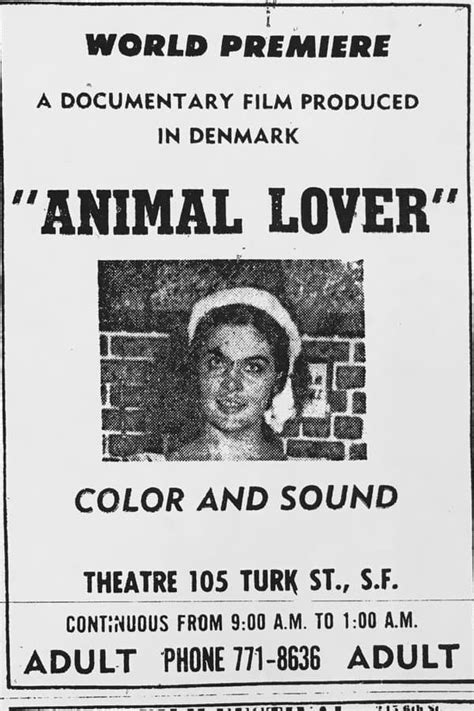 Animal Lover 1970 — The Movie Database Tmdb
