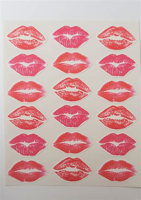 Lips Stickers Kisses Stickers Red Lips Stickers Planner Etsy Uk