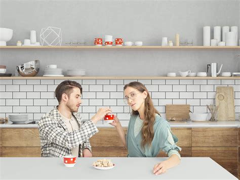 Handsome Couple Drinking Tea The Girl And Her Beer