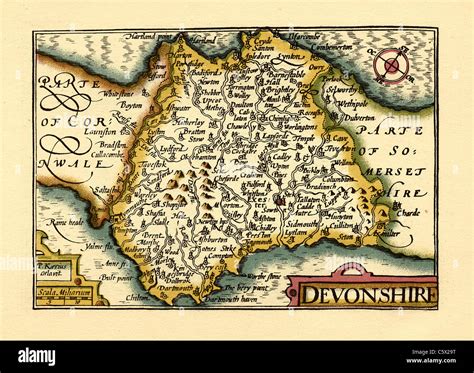 Devon Devonshire Old English County Map Da John Velocità Circa