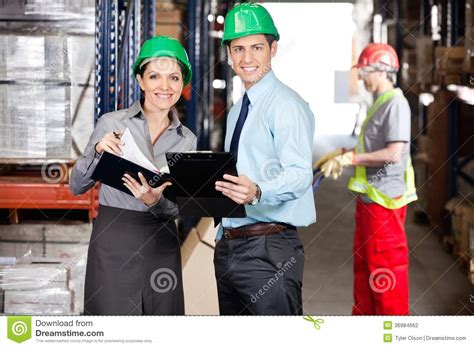 Supervisors Working At Warehouse Stock Photo Image Of Indoor Order
