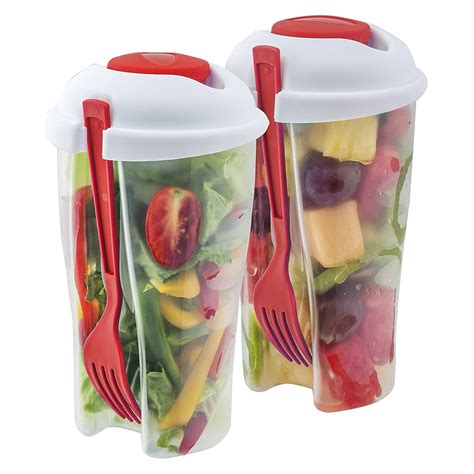2 Pack Portable Healthy Food Salad Storage On The Go Container Bpa Free