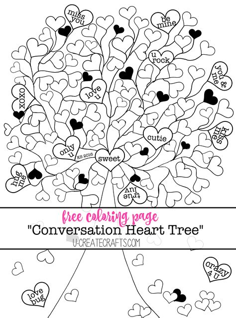 Or browse from thousands of free images right in adobe spark. Valentine Conversation Heart Tree Coloring Pages - U Create