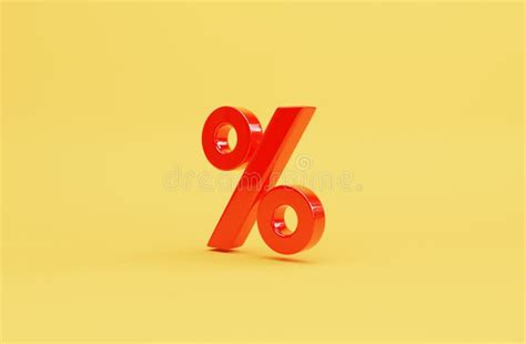 Red Percentage Sign Symbol On Yellow For Discount Sale Promotion