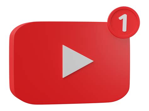 3d Youtube Logo Icon With New Notification Isolated On Transparent