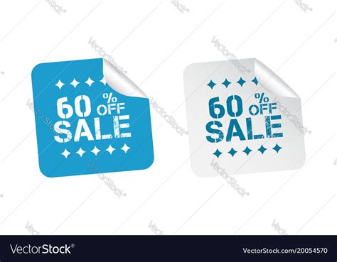 Sale Stickers 60 Percent Off On White Background Vector Image