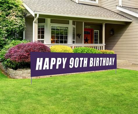 Blue Happy 90th Birthday Banner Large 90th Birthday Party Sign 90