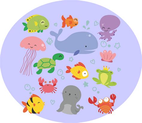 • mengenal hewan laut • bermain puzzle • permainan mewarnai gambar. Download 13 Kartun Binatang Laut Lucu - CDR Free | Guru Corel