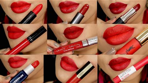 Valentines Red Lipstick Swatches Maybelline Loreal Colourpop Sephora Ysl Kryolan Luna Youtube