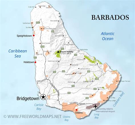 detailed map of barbados