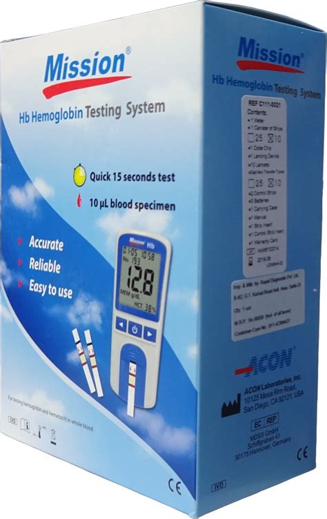 Semi Automatic Point Of Care Acon Hemoglobin Meter Mission Hb Meter At