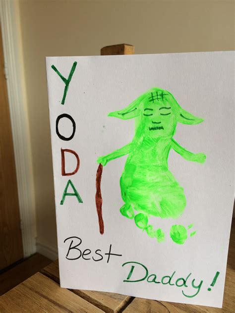 Books are a great way to get even further in a. Footprint art -Yoda the best dad ,Star Wars Father's Day card. | Fathers day crafts, Fathers day ...